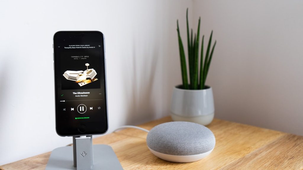 Photo Smart speaker in kitchen