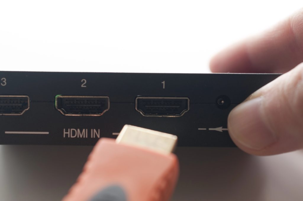 Plug in HDMI cable of device